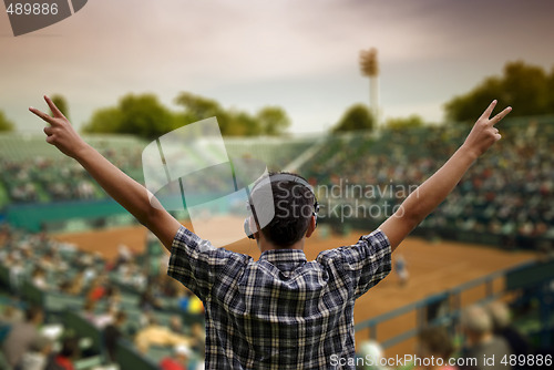 Image of Supporter at tennis cup,clipping path