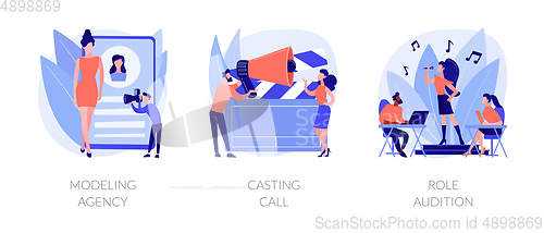 Image of Fashion and movie industry abstract concept vector illustrations.