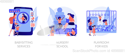 Image of Kids bringing up and leasure time abstract concept vector illustrations.