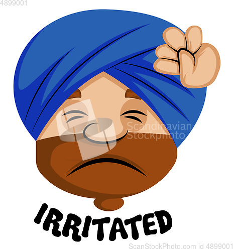 Image of Muslim human emoji feeling irritated, illustration, vector on wh