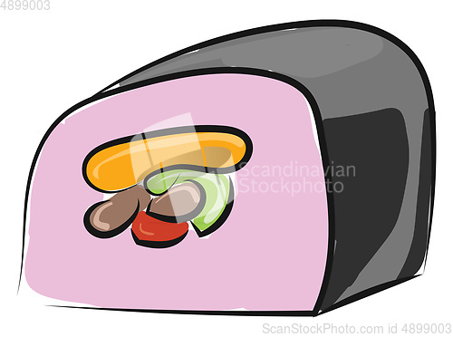 Image of Sushi with vegetable, vector or color illustration.