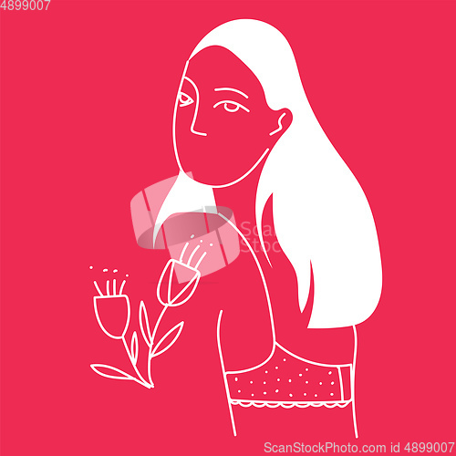 Image of Girl with flowers, vector or color illustration.