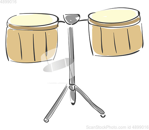 Image of Painting of the percussion brown timbale drum set/Pailas, vector