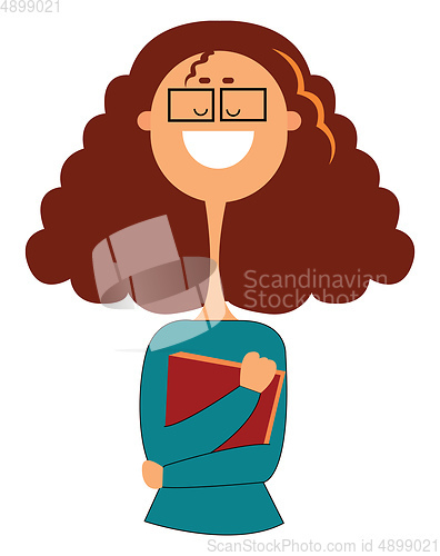 Image of Girl with book, vector or color illustration.