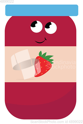 Image of A pink jam in a glass jar, vector or color illustration.