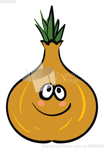 Image of A joyful onion, vector or color illustration.