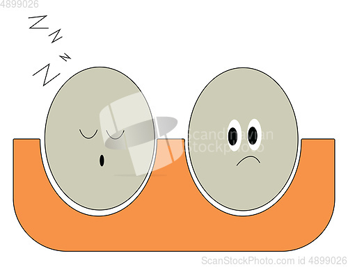 Image of Sleeping eggs, vector or color illustration.