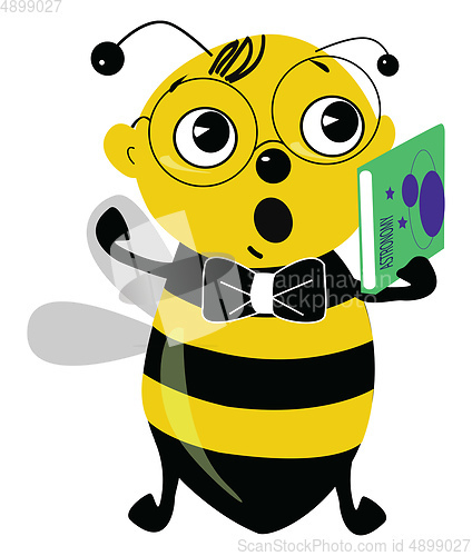 Image of Clipart of the cute student bee staring at someone with the mout