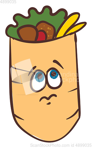 Image of Image of dejected shawarma, vector or color illustration.