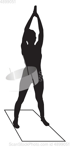 Image of Silhouette of a woman doing yoga, illustration, vector on white 