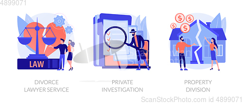 Image of Legal service and investigation abstract concept vector illustrations.