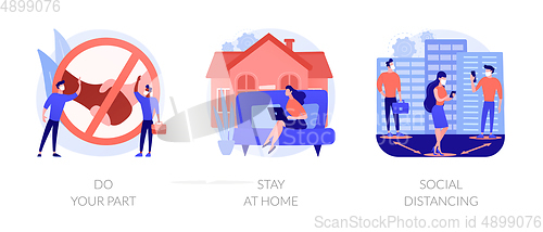 Image of Covid19 outbreak prevention measures abstract concept vector illustrations.