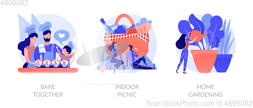 Image of Family fun during quarantine abstract concept vector illustrations.