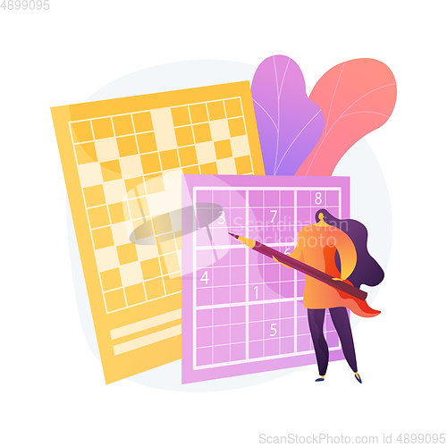 Image of Do a crossword and sudoku abstract concept vector illustration.