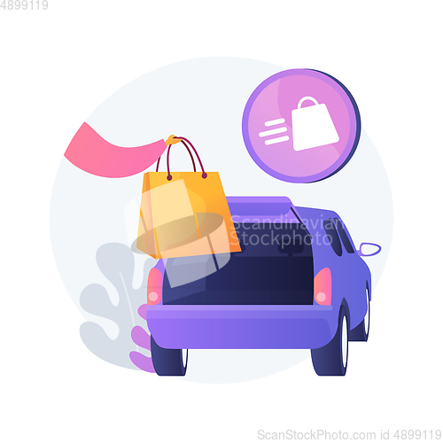 Image of Get supplies without leaving your car abstract concept vector illustration.