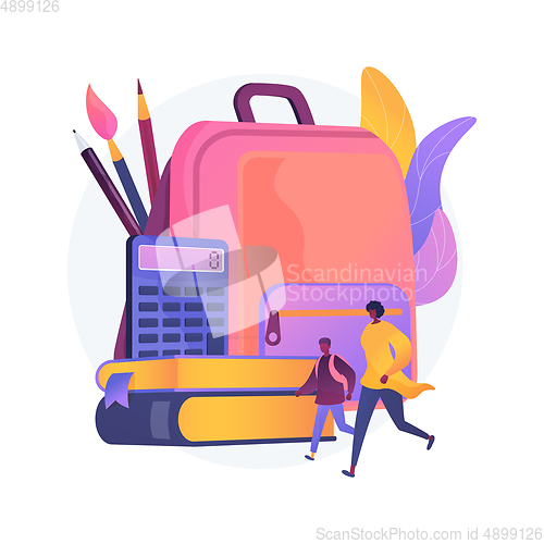 Image of School supplies abstract concept vector illustration.