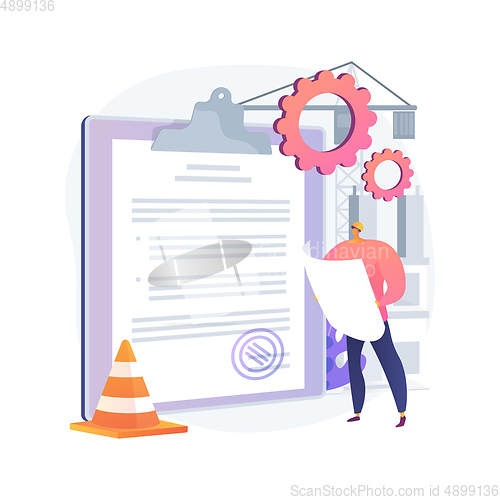 Image of Building permit abstract concept vector illustration.