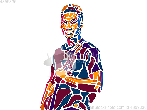 Image of Singer man character. Abstract color illustration, line design