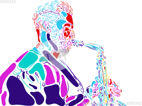 Image of Singer man character. Abstract color illustration, line design