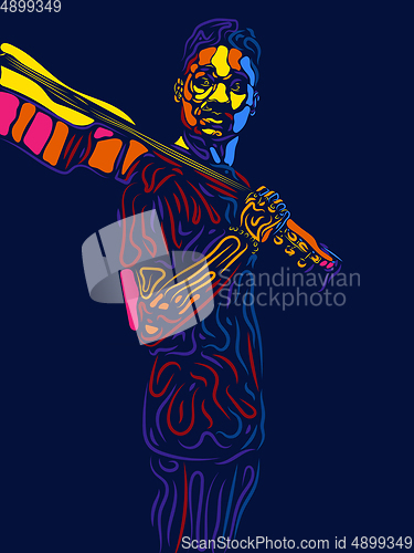 Image of Singer man character. Abstract color illustration, line design