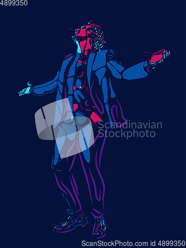 Image of Singer man character. Abstract color illustration, line design