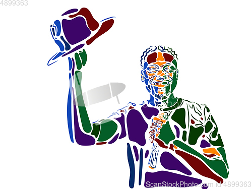 Image of Singer man character. Abstract color illustration, line design
