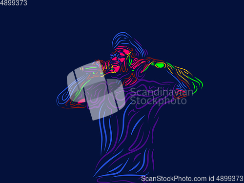Image of Singer man character. Abstract color illustration, line design