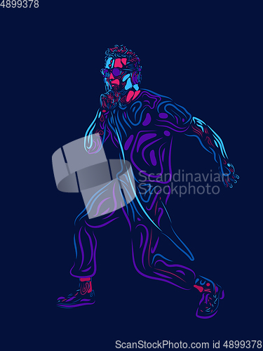 Image of Singer man character. Abstract color illustration, line design