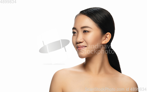 Image of Portrait of beautiful asian woman isolated on white studio backg