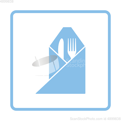 Image of Fork and knife wrapped napkin icon