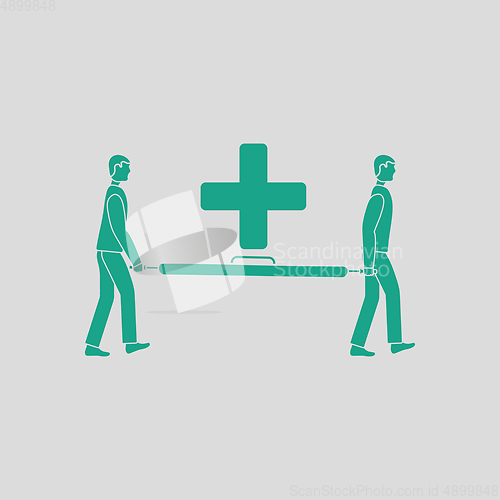 Image of Soccer medical staff carrying stretcher icon