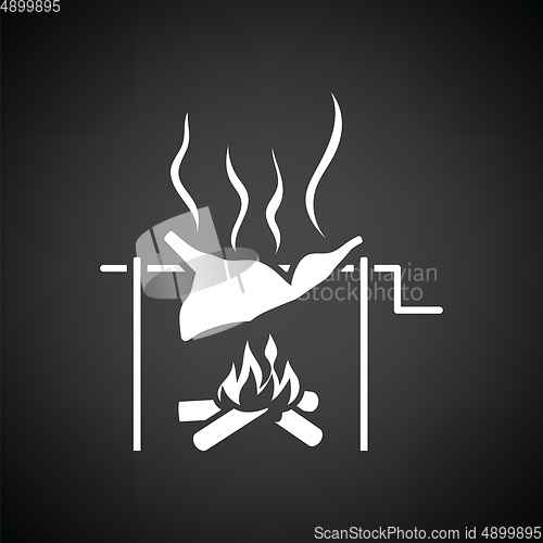 Image of Roasting meat on fire icon