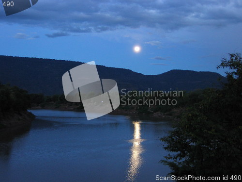 Image of Moon over the Mekong. Laos