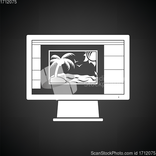 Image of Icon of photo editor on monitor screen