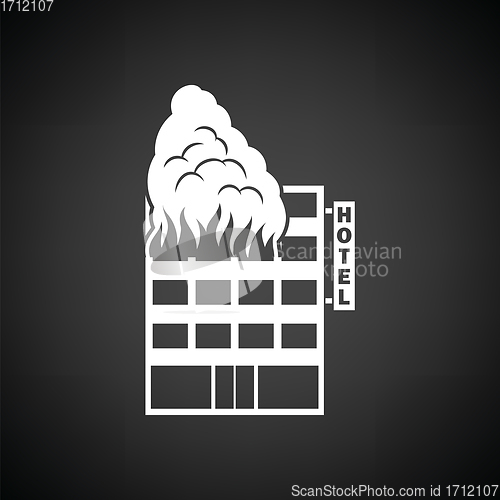 Image of Hotel building in fire icon