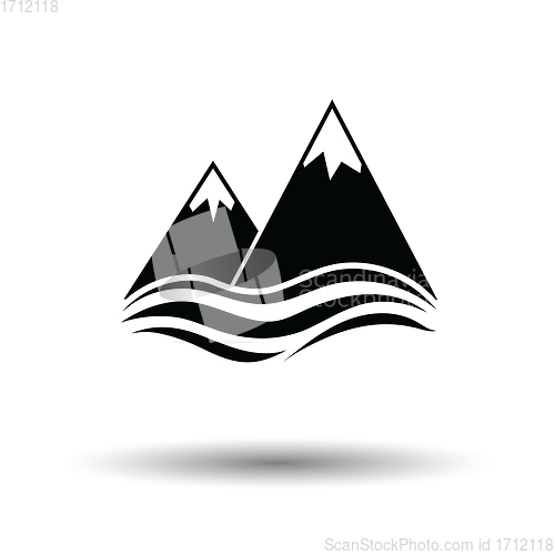 Image of Snow peaks cliff on sea icon