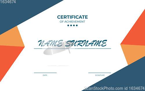 Image of Modern sertificate of appreciation template with geometric style elements. Illustration