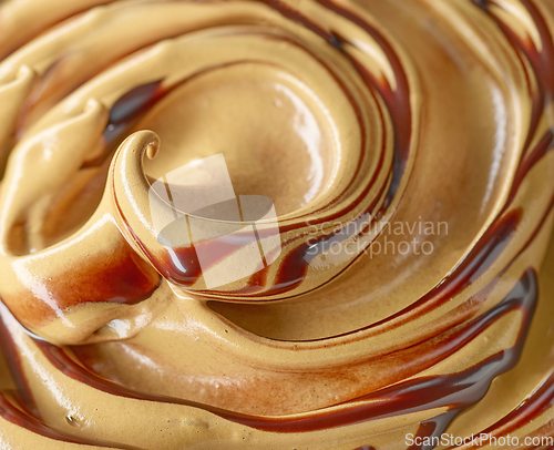 Image of whipped coffee and caramel dessert background