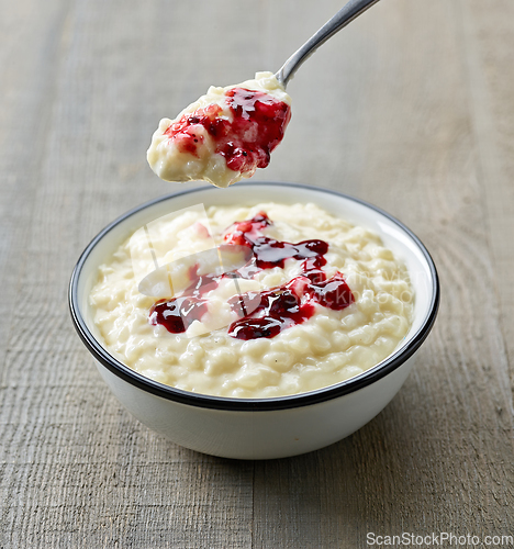 Image of bowl of rice milk pudding