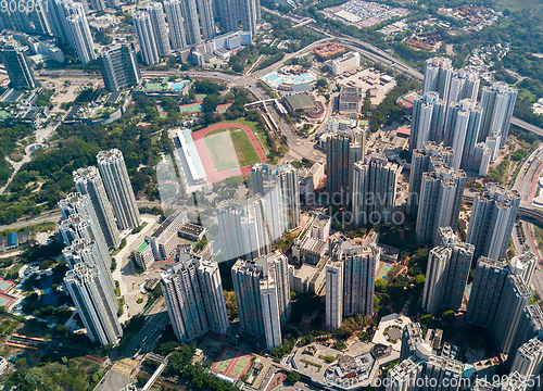 Image of Aerial view of skyline in Hong Kong