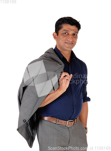Image of Business man with his suit jacket over shoulder
