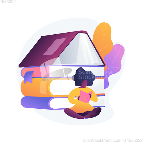 Image of Woman reading in library vector concept metaphor