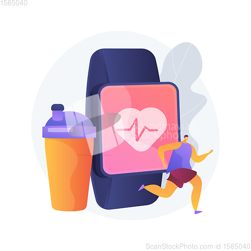 Image of Connected workout abstract concept vector illustration.