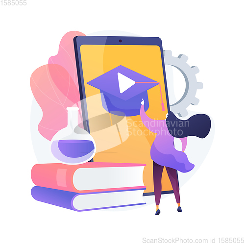 Image of Mobile learning abstract concept vector illustration.