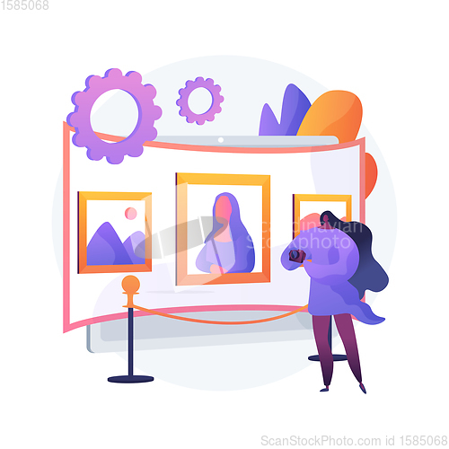 Image of Virtual gallery tour abstract concept vector illustration.