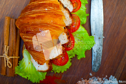 Image of savory croissant brioche bread with chicken breast