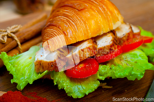 Image of savory croissant brioche bread with chicken breast