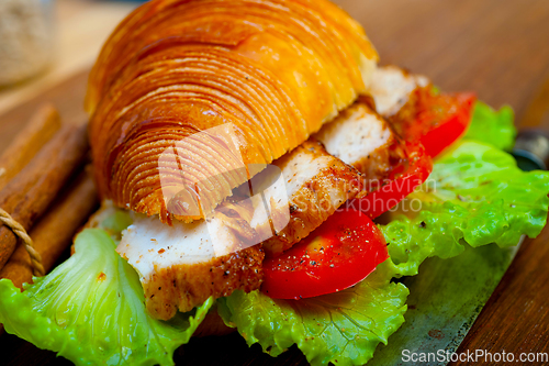 Image of savory croissant brioche bread with chicken breast