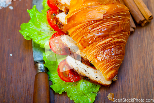 Image of savory croissant brioche bread with chicken breast