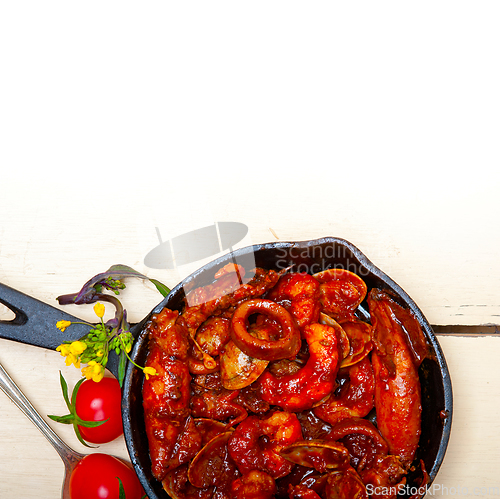 Image of fresh seafoos stew on an iron skillet